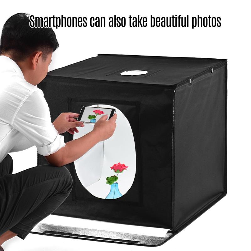 

Foldable Photo Studio Shooting Tent kit 24*24*24 Inch Photo Box 126LED Lights 5500K 3 Color Backdrop Table Top Light Box UK Plug