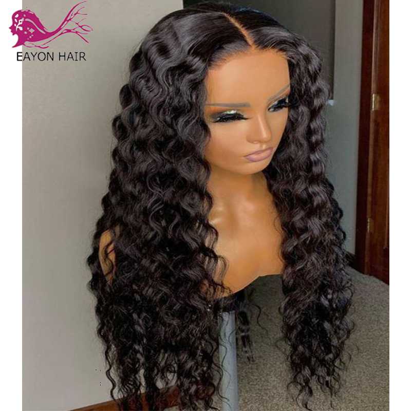 

EAYON 5x5 Scalp Top Lace Front Wig Pre Plucked Remy Brazilian Human Hair Wigs Water Wave 4x4 Lace Closure Wig For Women
