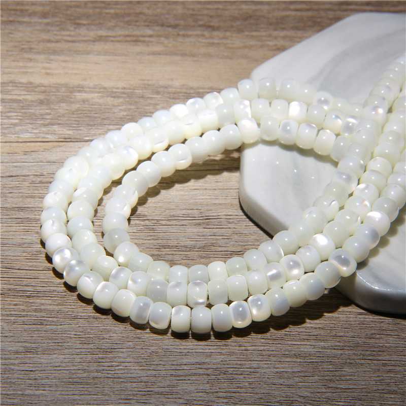 

White Natural Mother of Pearl Shell Beads Loose Round Wheel Shell Spacer Beads For Jewelry Making Necklace Crafs Strand 15