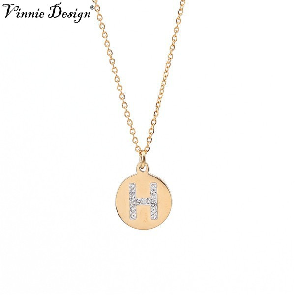 

Vinnie Design Jewelry Gold Initial Letter Pendant Necklace with 45cm Link Chain