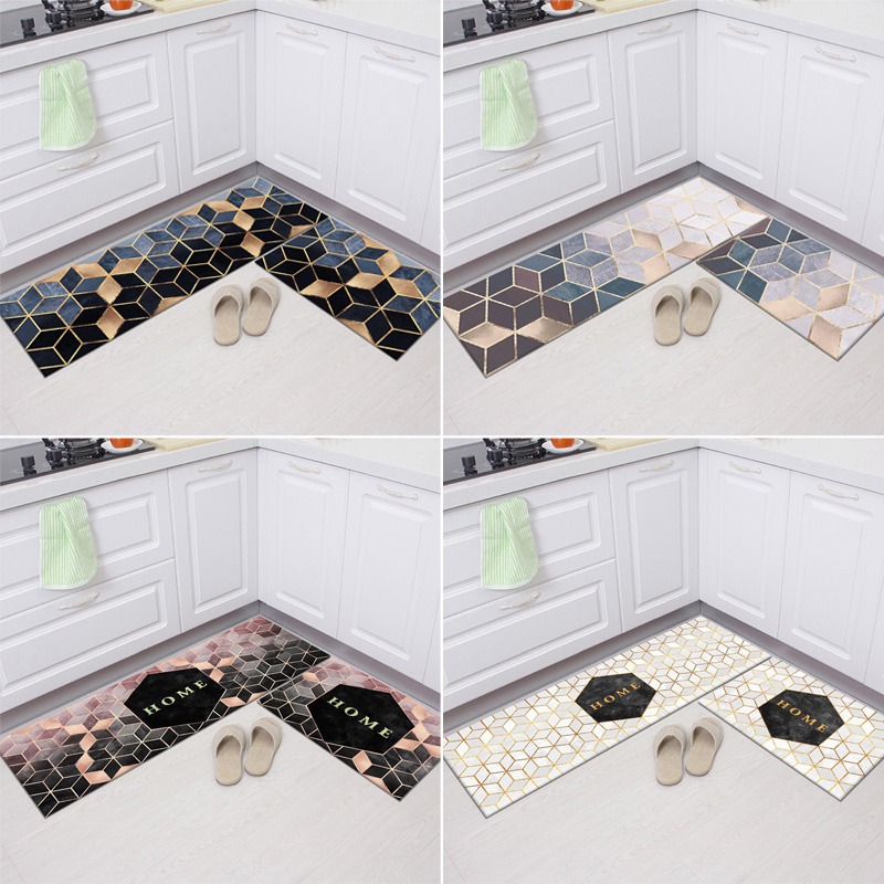 

Anti-slip Kitchen Floor Mat Printed Modern Kitchen Rugs Long Strip Waterproof Floor Mats Home Entrance Doormat