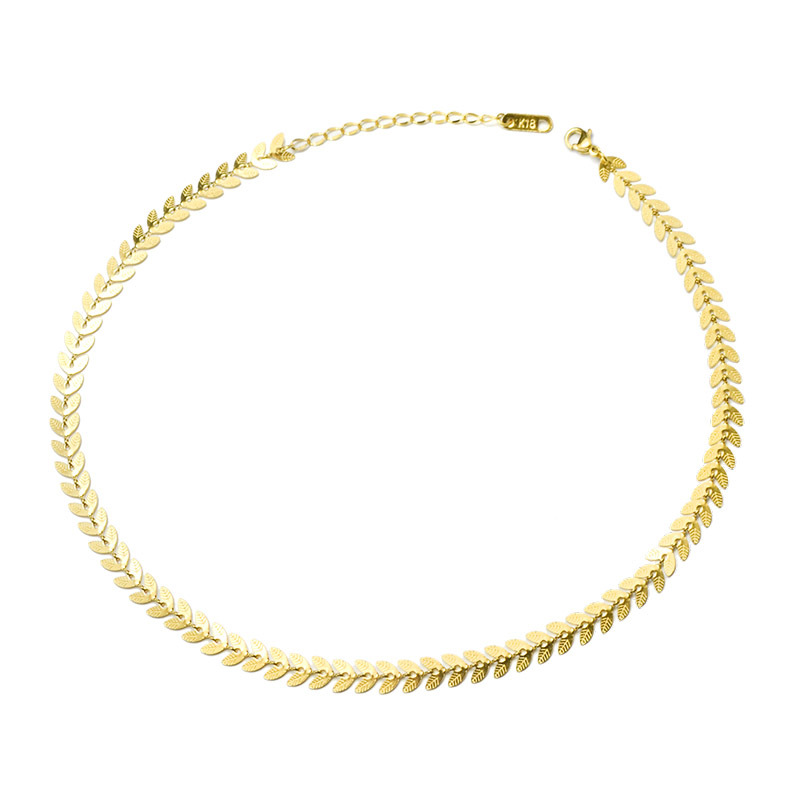 

Gold Leaf Collar Gold-Plated Titanium Steel Fishtail Necklace Encryption Phoenix Tail Choker Chain HCL02