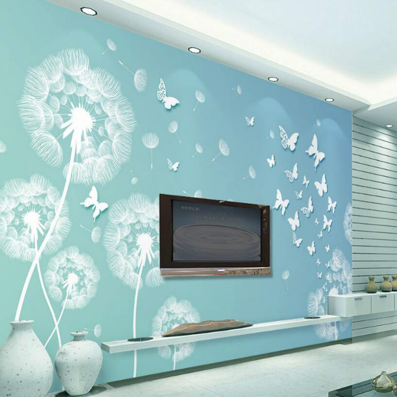 

Custom 3d Wall Paper Decorative 3d Wallpaper for kids room Backdrop Home Improvement dandelion stereoscopic butterfly, Embossment paper