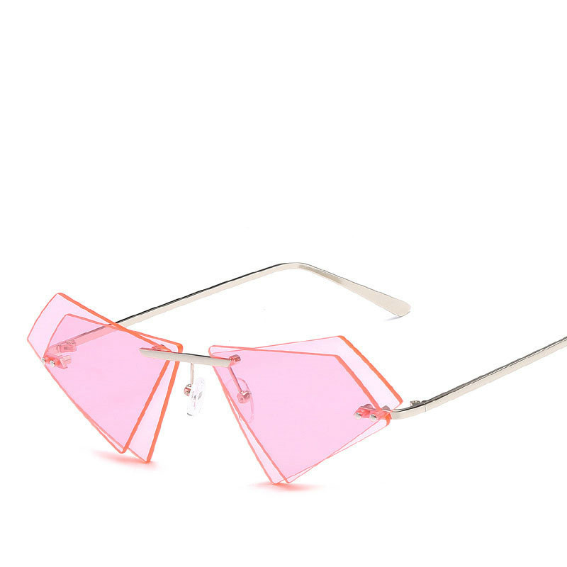 

New Hipster Fashion Women Rimless Cateye Sunglases Vintage Yellow Sunwear Clear Color Lens Female Sun Glasses Gozluk Men Oculos