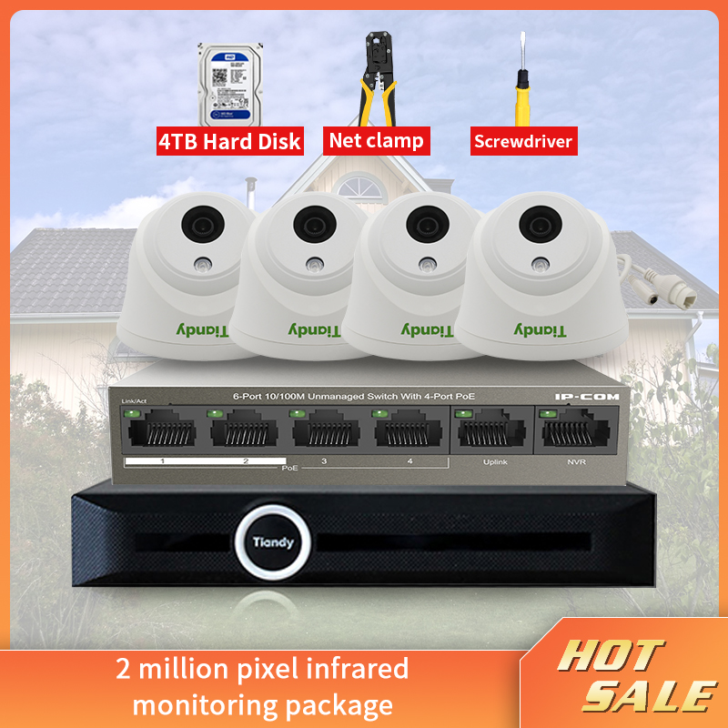 

GLVISION H.265 4CH 2MP PoE NVR Kit 1080P Security System Dome Mic Inserted IP Camera Surveillance Set