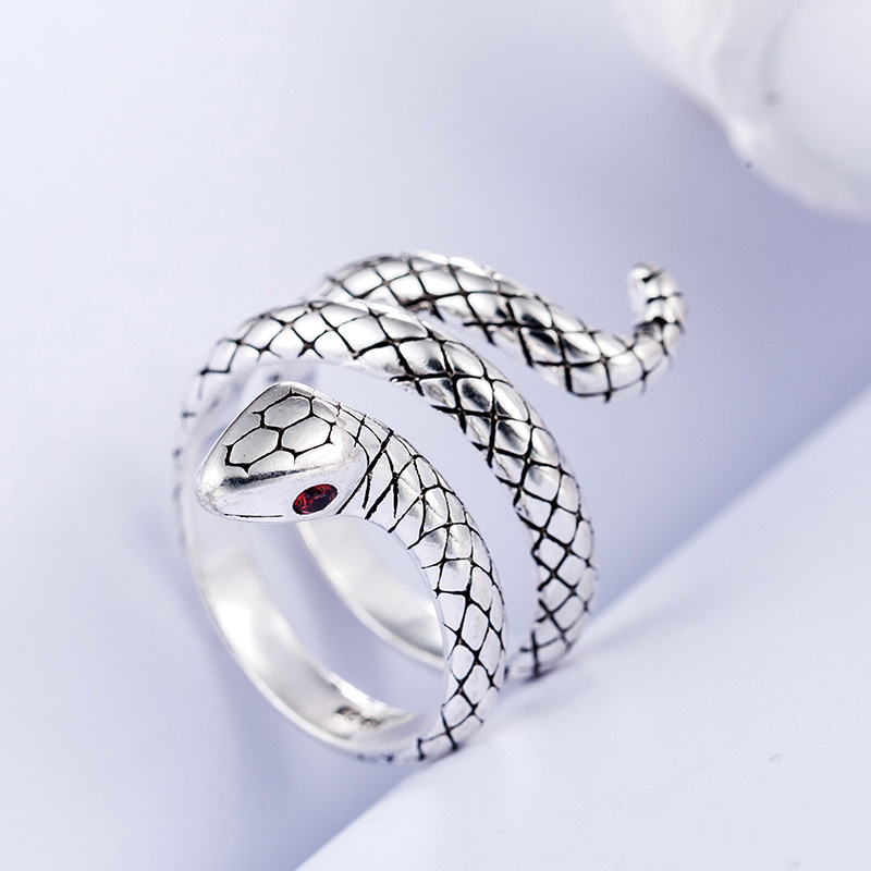 

100% 925 Sterling Silver Trendy Snake Animal Lady Finger Rings Original Jewelry For Women Open Party Ring Girls Students Gift