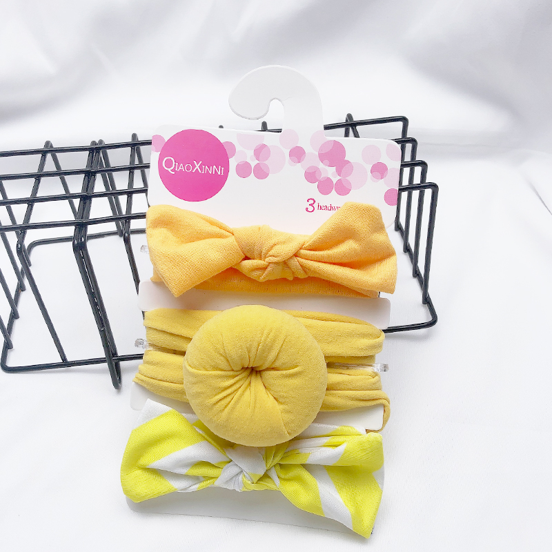 

3pcs/lot Hair Accessories Newborn Headbands Set Round Ball Baby Girl Headbands Solid Cotton Unisex Turban Baby Colorful Headwear, Color 9