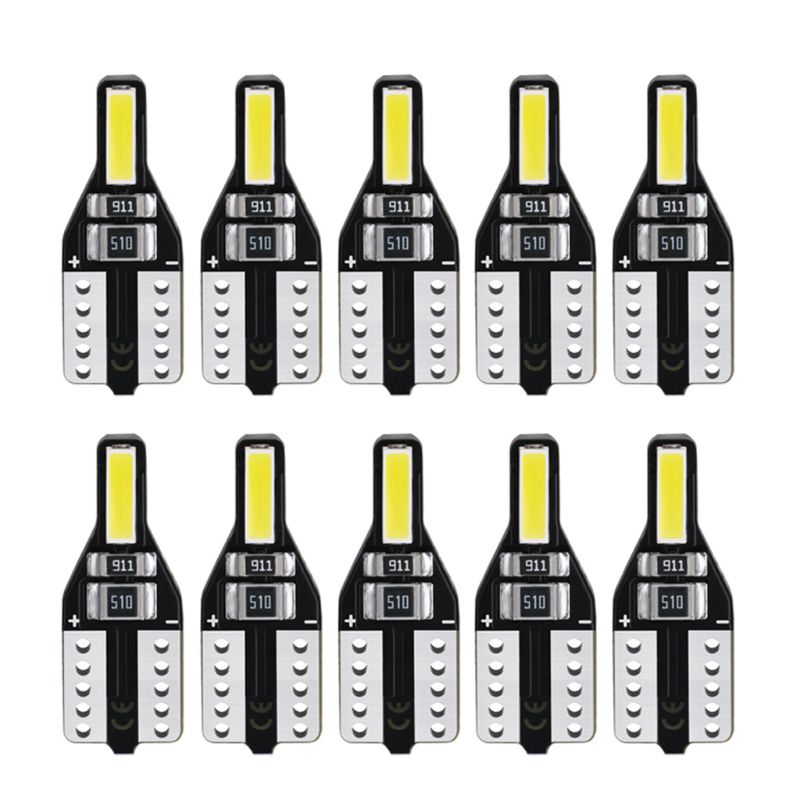 

10Pcs T10 LED W5W Bulb Auto Interior Reading Doom Trunk Light for 206, As pic