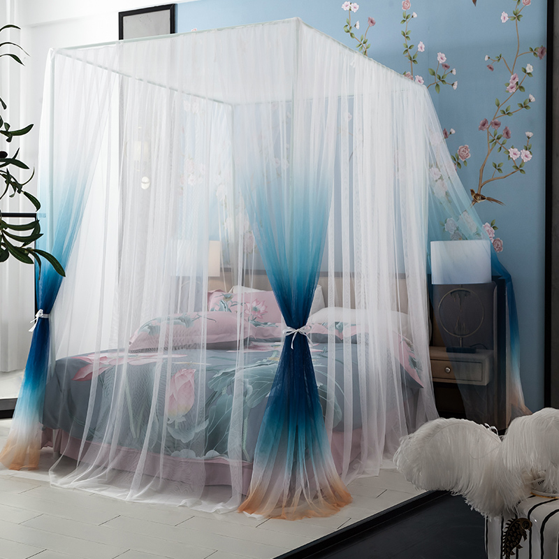 

Mosquito Net Luxury Dream Ocean Blue Princess Insect Bed Canopy Netting Lace Rectangle Nets Curtain Contain The Frame