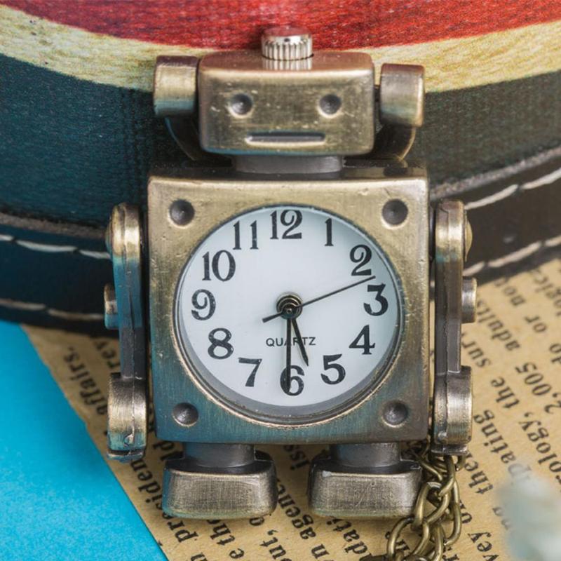 

Vintage Robot Shape Keyring/Chain Round Dial Quartz Pocket Watch Pendant Decor