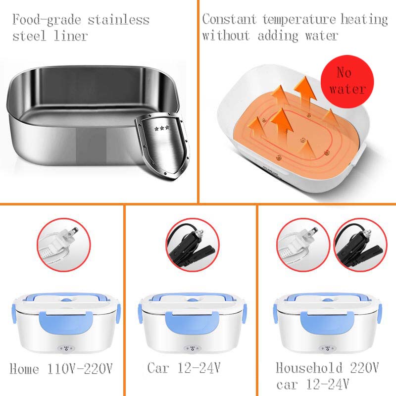 

12+110/220VLunch Box Container Portable Electric Heating Warmer Heater Rice Container Dinnerware Sets For Home Car Use