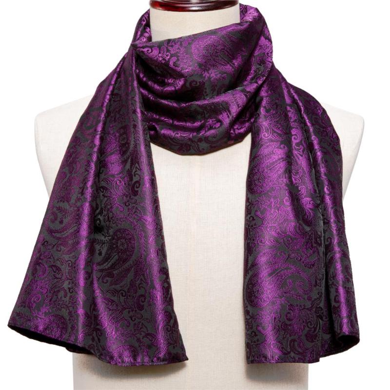 

New Fashion Men Scarf Purple Jacquard Paisley 100% Silk Scarf Autumn Winter Casual Business Suit Shirt 160*50cm Barry.Wang