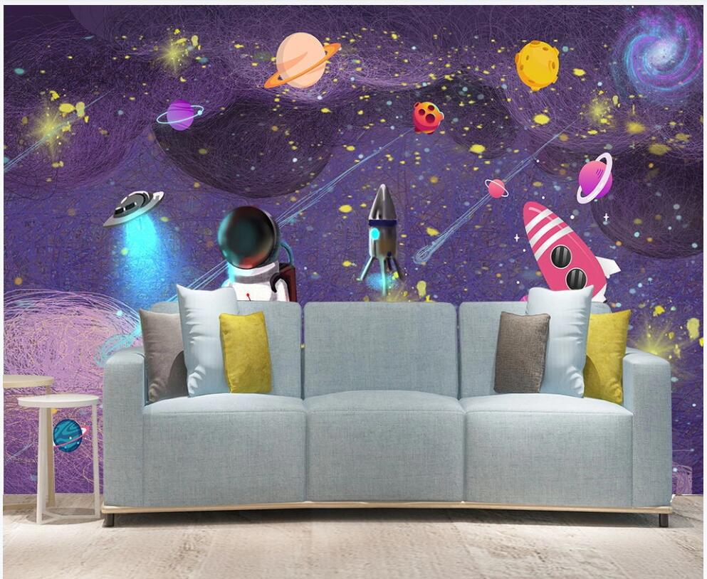 

custom photo mural 3d wallpaper Hand drawn cartoon children's room watercolor sky universe home decor 3d wall murals wallpaper for walls 3 d, Non-woven