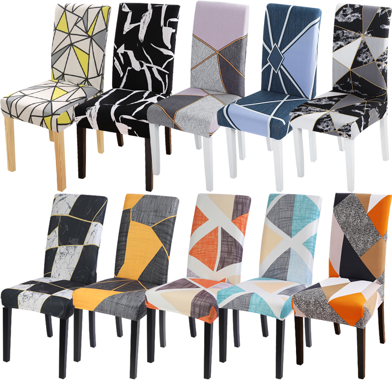 

2020 Geometric Wedding Chair Covers Spandex Stretch Dining Banquet Slipcover Chair Cover Party Decor Dining Room Seat Cover