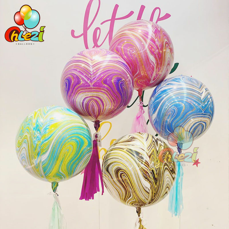 

4D Round wedding Birthday party and event decorations Gold marble texture pink black green magic super ballon baby shower decor