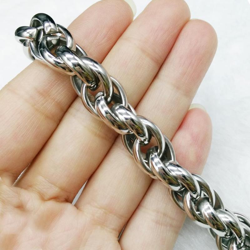 

Fashion 9/11mm 316L Stainless Steel Rope Chains Men Necklace Gold Color No Fade Free Allergic 16-40 inch