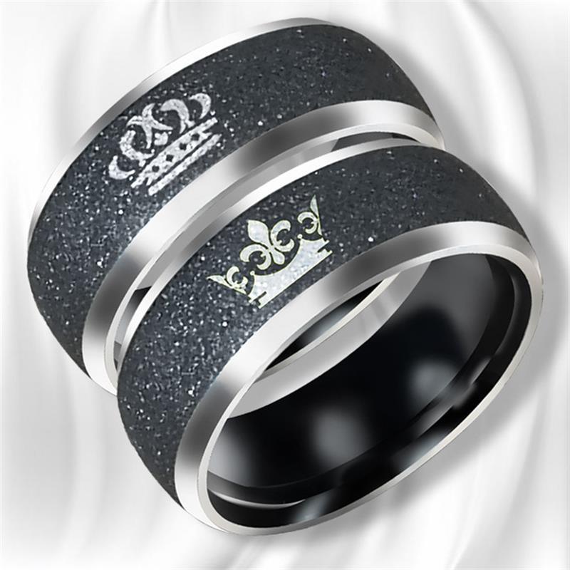 

BKLD King Queen Crown Pattern Rings Titanium Steel Couples Lovers Rings For Men Women Valentines Gift Fashion Jewelry