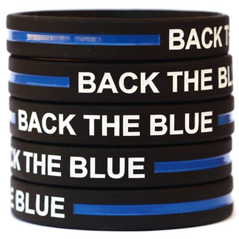 

1PCS Back the blue line sport silicone rubber bracelet wristband