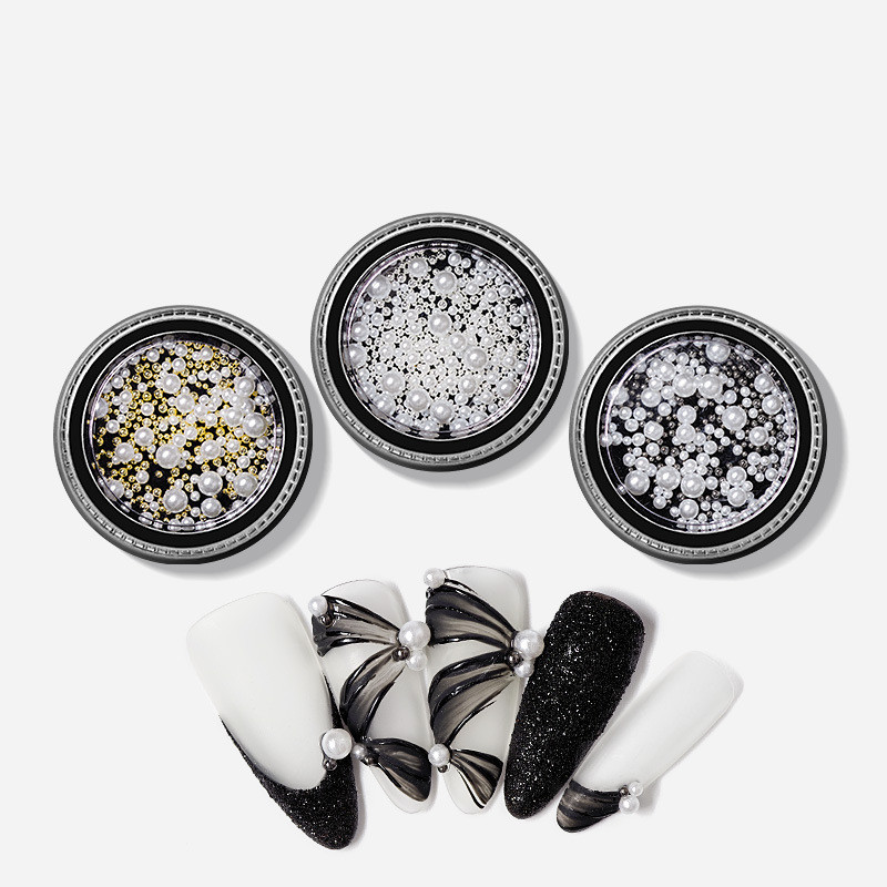

1Pcs Nail Art Decoration Round White Pearl Gold And Silver Steel Bead Jewelry Mixed Ballet Shoes Ribbon Nail Transfer Sticker