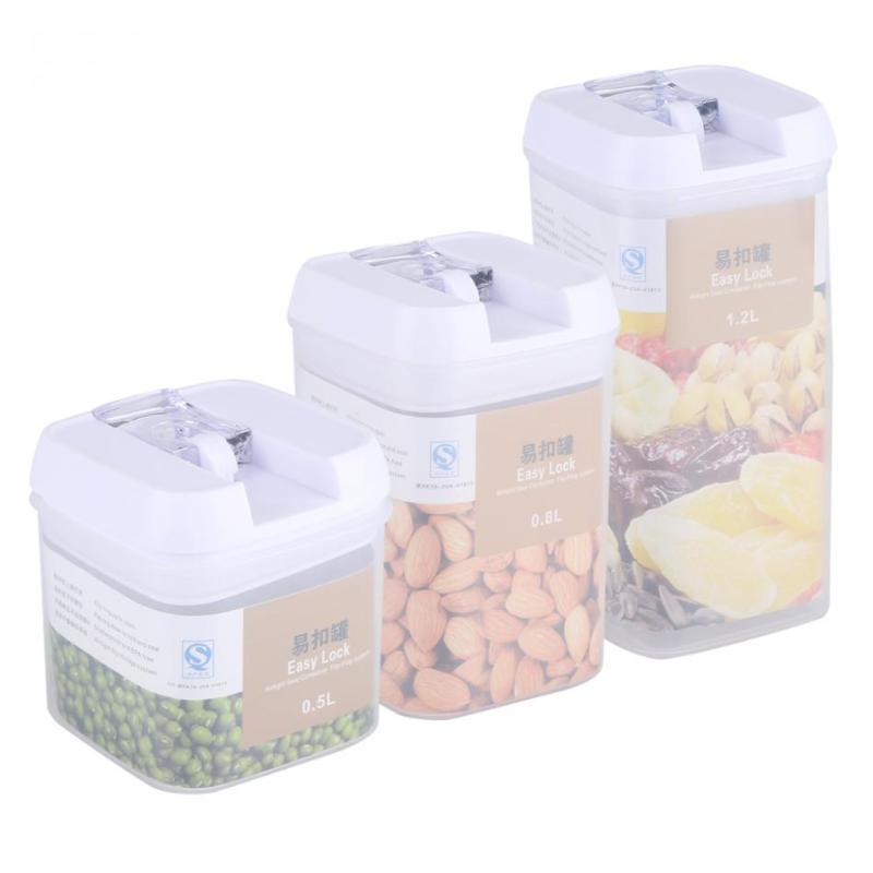 

Sealed Container Storage Box Grain Nuts Cereal Plastic Transparent Container organizador cozinha