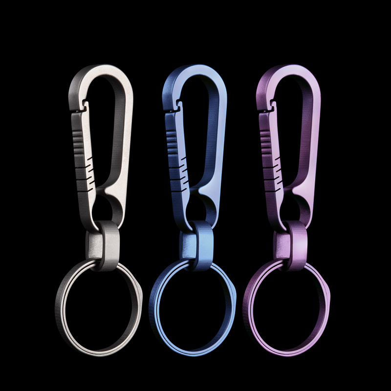 

Titanium Alloy Quick Release Keychain Carabiner Hook Key Clip Multi Functional Carabiner Keychain Climbing Hiking Locking