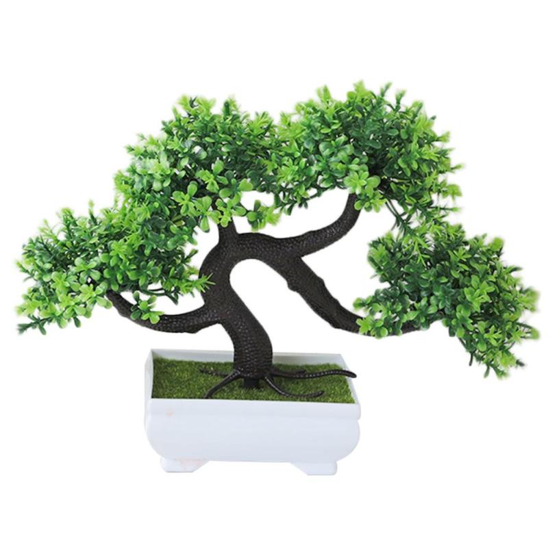 

Promotion Artificial Flowers Fake Artificial Plants Green Pot Welcoming Pine Bonsai Simulation Potted Plant Ornament, 1 set