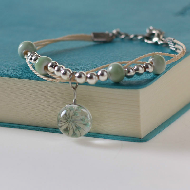 

Natural White Crystal Stone Bracelet Multicolor Everlasting Flower Hand Carved Fashion Charm Jewelry for Women Amulet Gifts