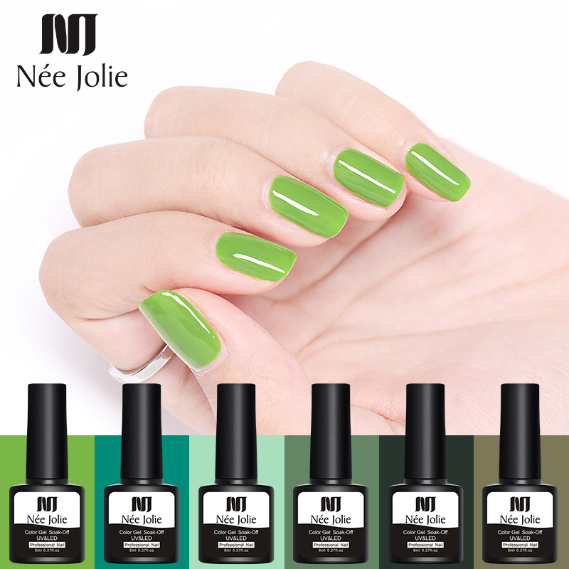 

NEE JOLIE 8ml Apple Green Series Color Gel Polish 9 Colors Soak Off UV Gel Varnish One-shot Color Nail Art, G03