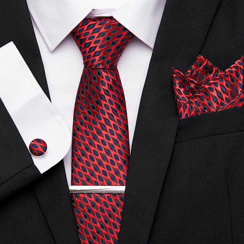 

33 Styles For Men Business Formal Wedding Classic 100%Silk Men Necktie 7.5cm Wide Ties Men's Tie Hanky Cufflinks Tie Clips Set