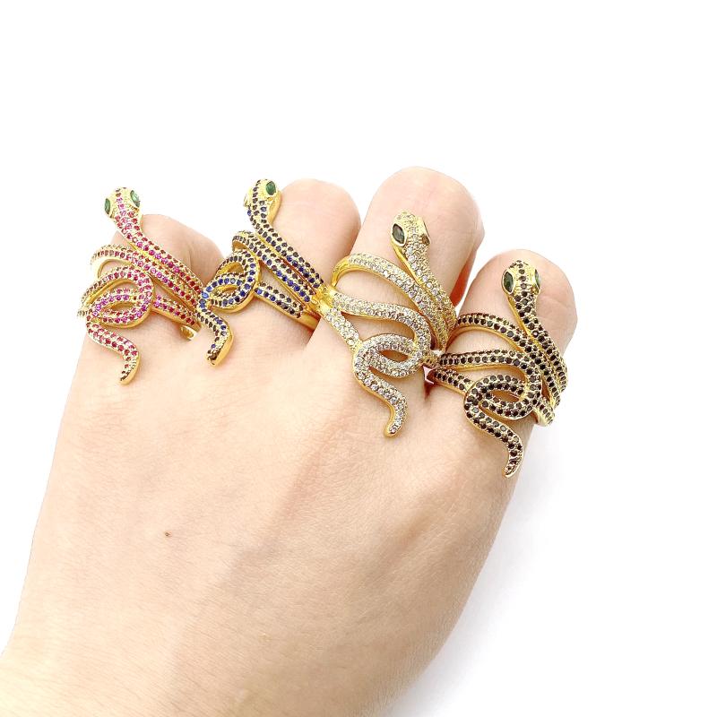 

5pcs/lot Fashion Personality Cubic Zirconia Gold Color Snake Ring For Women