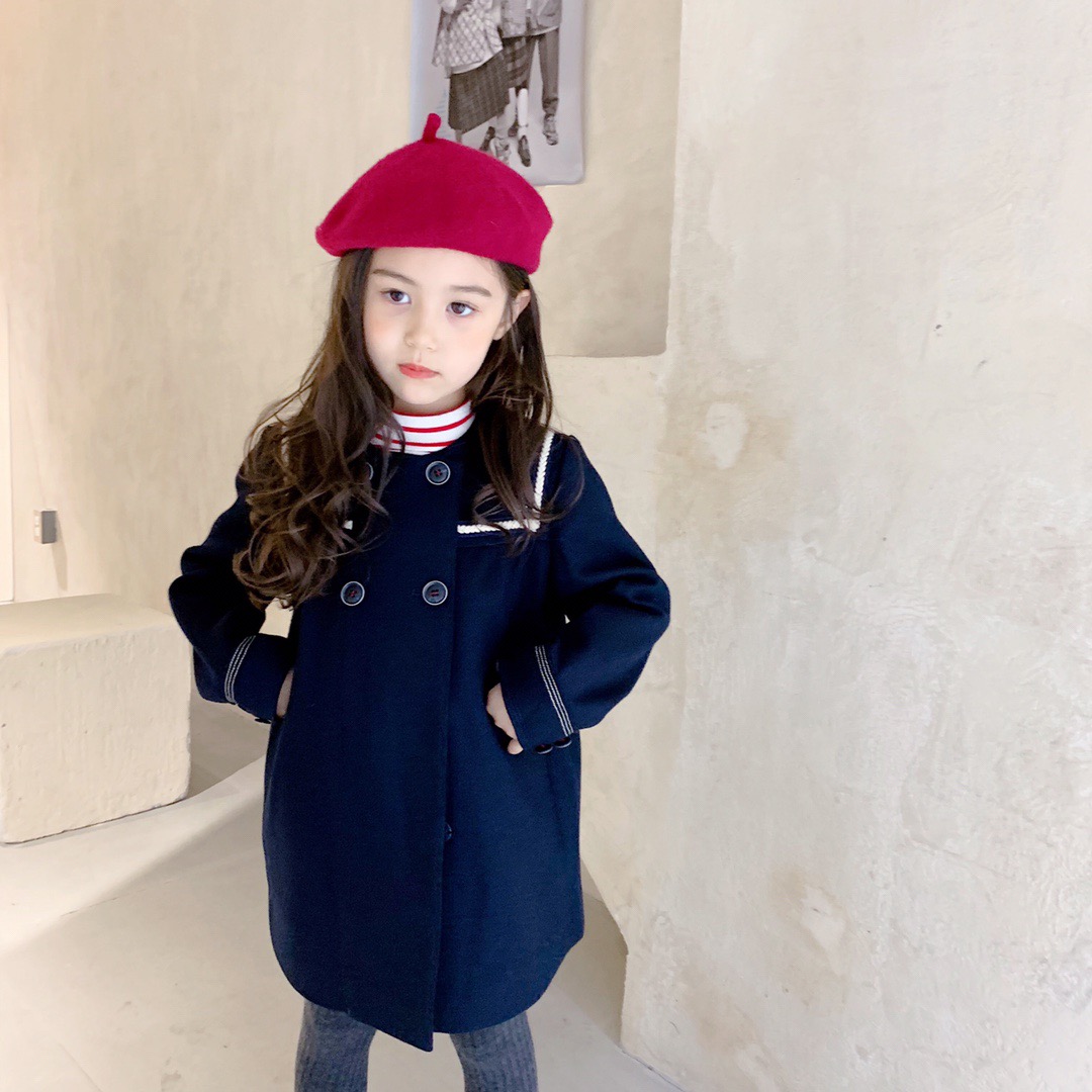 

New Baby Girls Coat Autumn Fashion Solid Button Toddler Jacket Winter Children Outerwear, As show
