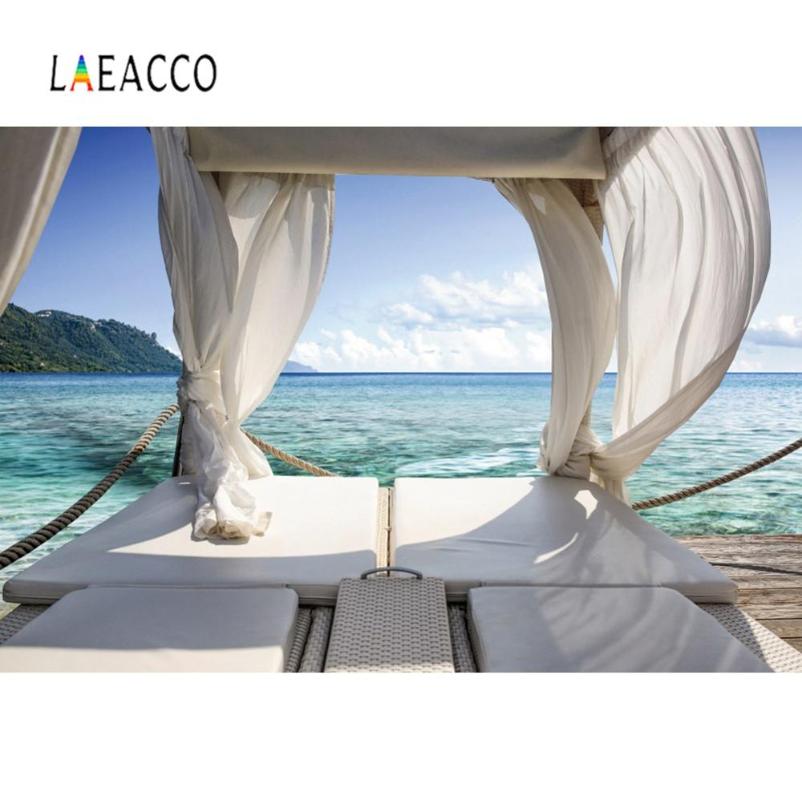 

Summer Tropical Backdrop For Photography View Room Curtain Seaside Holiday Island Scenic Photo Background Photocall Photo Studio