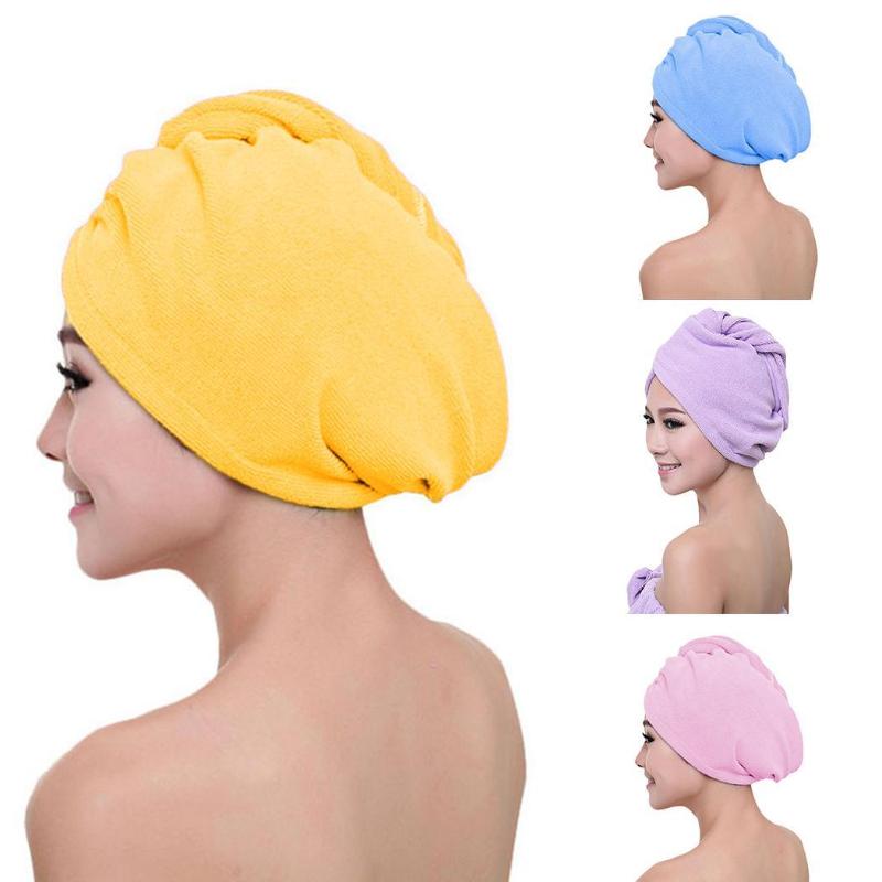 

Girl Lady's Magic Dry Hair Cap Quick Dry Hair Towel Lovely Drying Soft Head Wrap Hat Women Towels Bathroom Microfiber Bath Towel