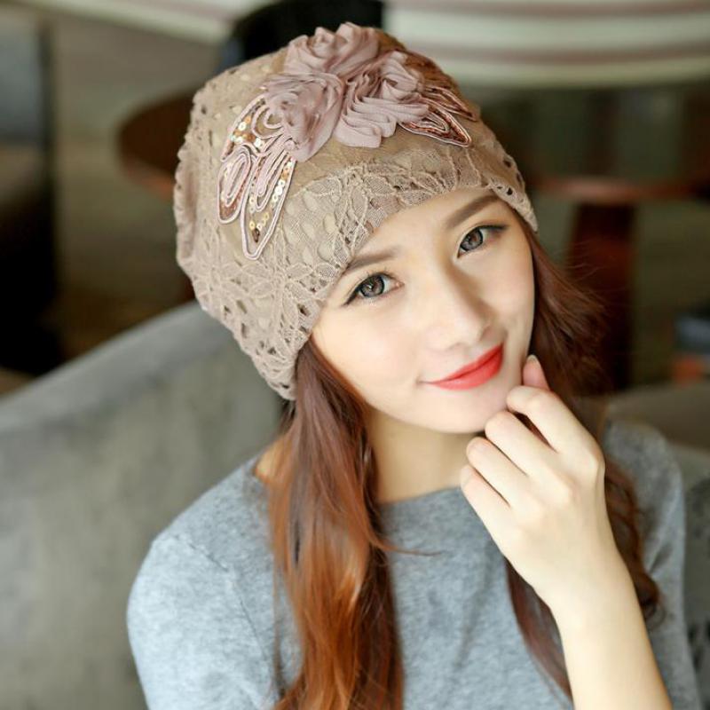 

Women Turban Hats Slouchy Beanie Knitted Cap Flower Lace Fashion Hat Female Winter Skullies Caps Stylish Girls Butterfly Beanies, Black