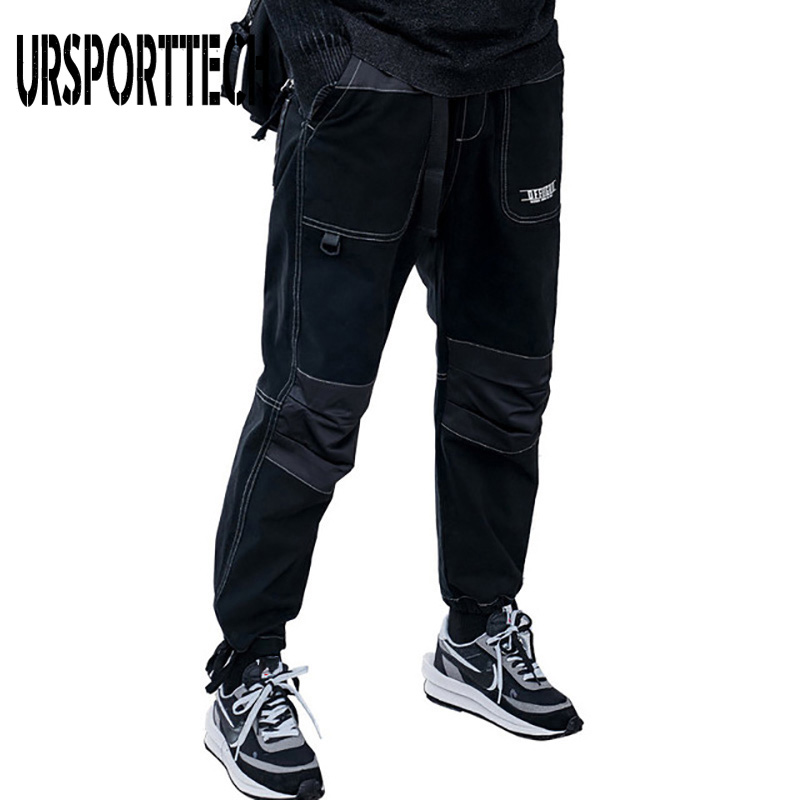 

2020 Autumn Winter New Cargo Pants Men Overalls High Street Multi-Pocket Harem Pants Quality Cotton Trousers Mens Casual, Black