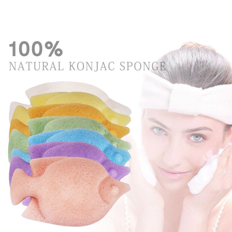 

Natural Konjac Sponge Cute Tropical Fish Shaped Facial Puff Face Wash Exfoliator Deep Cleansing Pad Beauty Makeup Tool 7 Colors