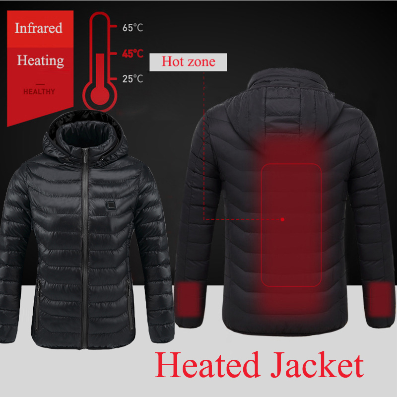 

Women' Usb Heated Jacket Men Winter Warm Body Men' Coat Women' Thermal Clothes Fishing Charging Intelligent Thermal Coat, Black