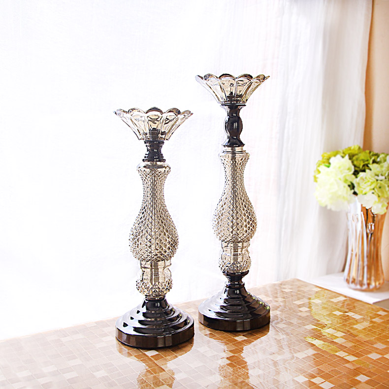 

Romantic Black Metal Beautiful Decorative Modern Candle Holders Mercury Glass Romantic Candlesticks Nordic Home Decor New II50ZT