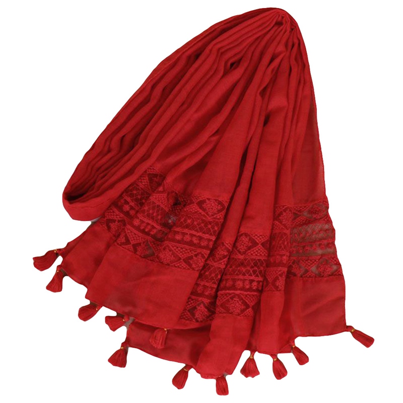 

2020 Women Fashion Plain Lace Floral Patchwork Viscose Shawl Scarf Laser Cut Long Size Muslim Hijab Wrap Snood