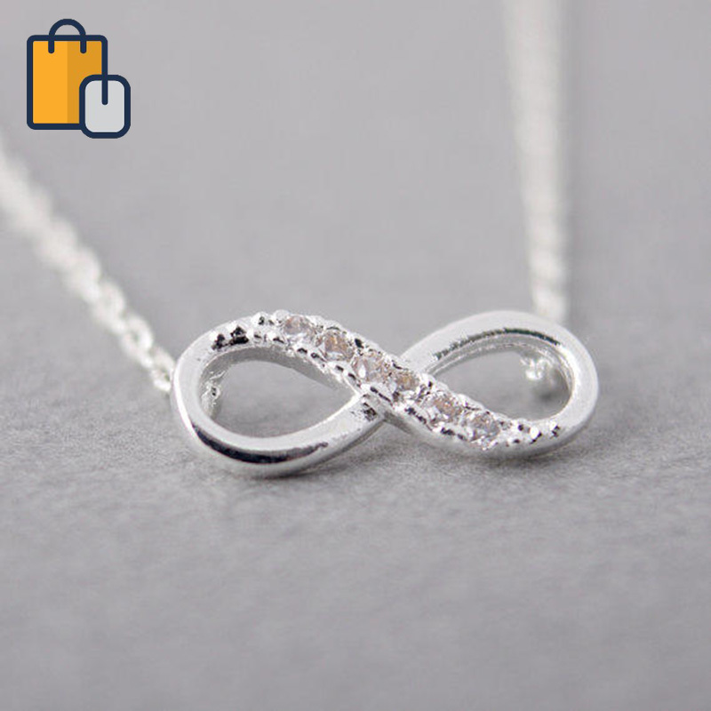

New Tiny Infinity Crystal Pendant Necklaces for Women Choker Lucky Number Eight Geometric Long Chain Necklace