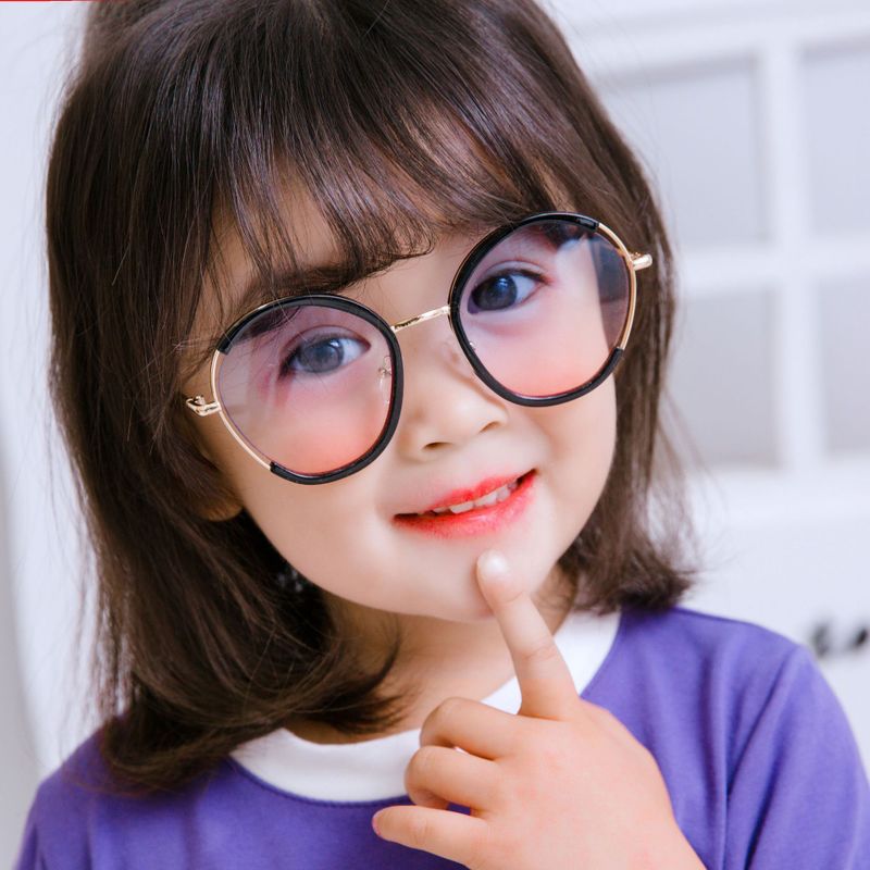 

New fashion round frame sunglasses 8375 semi metal eye protection children's sunglasses wholesale