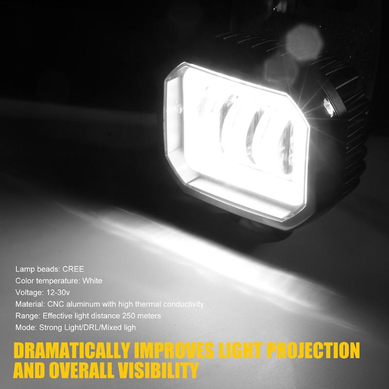 

Motorcycle Work Light Square Cool white Spotlight DRL Offroad Lighting, As pic