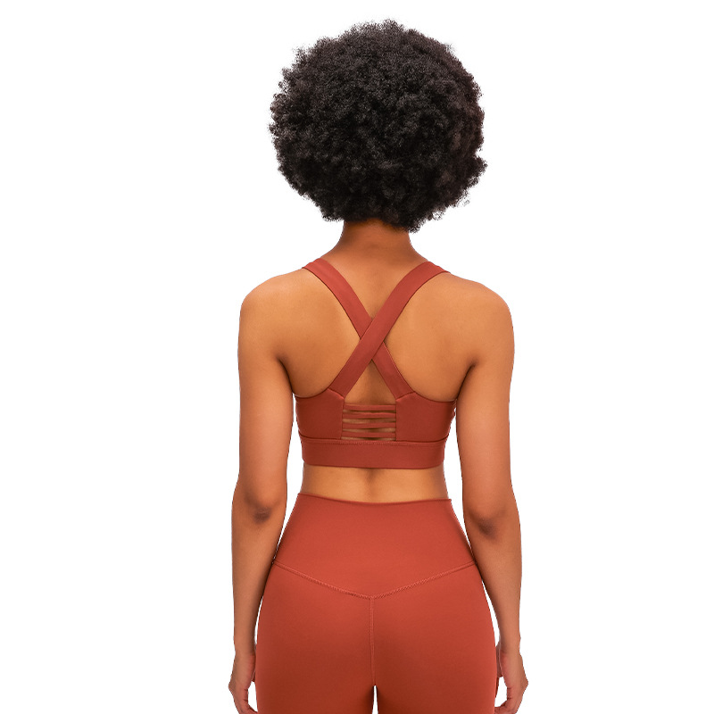 

Soft Wide Stripes Cross Back Yoga Sports Bra For Women Gym Padded Push Up Sport Fitness Bra Top Shockproof Running, Black