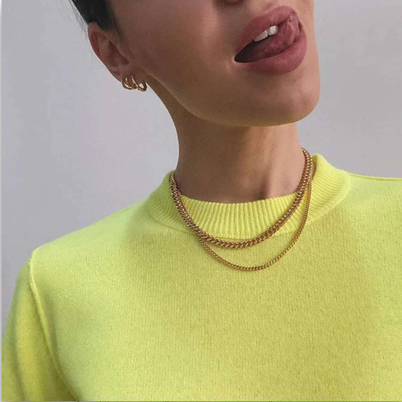 

Timeless Wonder Titanium Pave Chains Choker Statement Necklace Women Stainless Steel Jewelry Boho Designer Top Ins Trendy 7199
