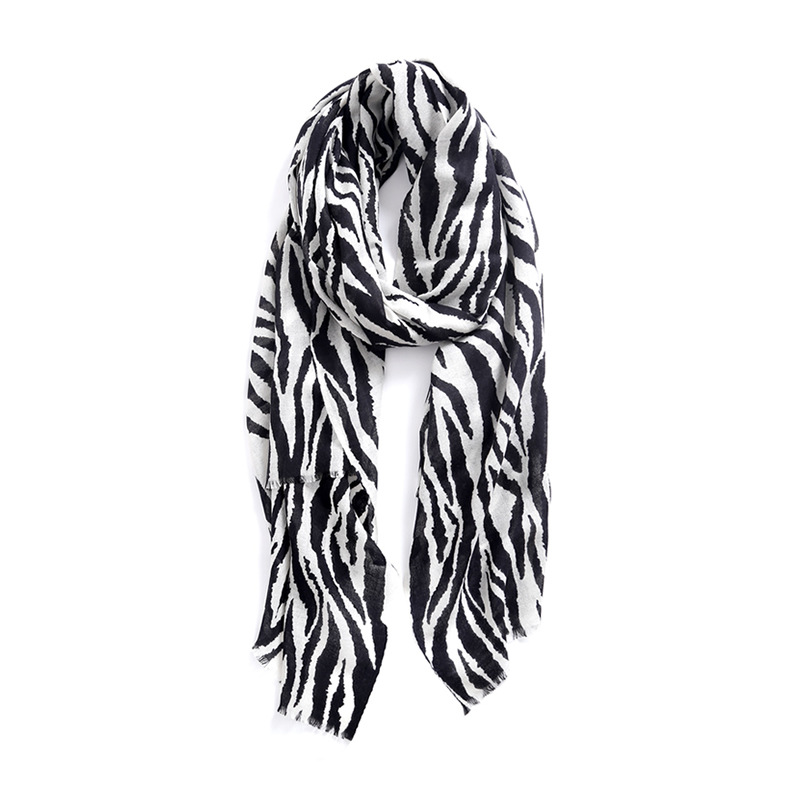 

Black and white zebra pattern wool scarf women thin style spring autumn and winter print all-match shawl dual-use