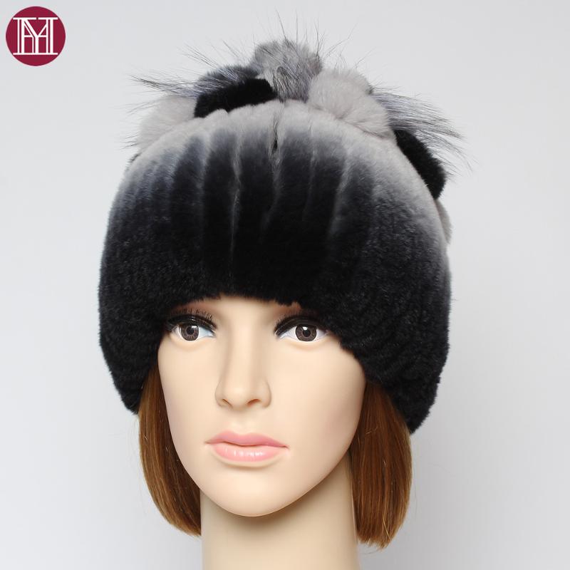 

Hot Sale Russia Lady Good Elastic Fabric Genuine Rex Fur Hats Winter Women Soft Warm 100%Natural Rex Fur Caps, Color 20