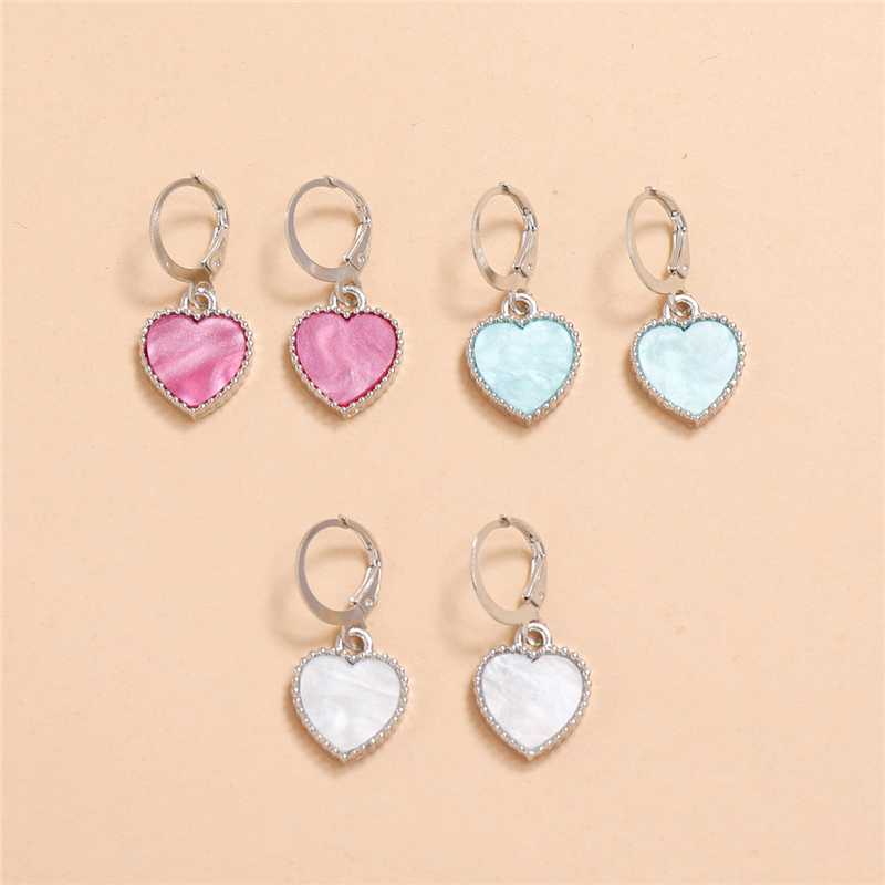 

4 Pair/set Exquisite Fashion New Cute Candy Color Small Love Heart Hoop Earring Charm Earring For Women Party Jewelry