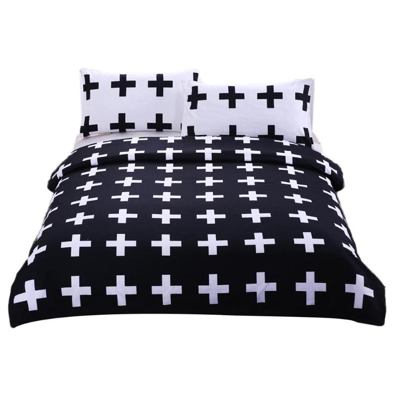 

3 Pieces Bedding Set Duvet Cover Sets Soft Cross Pattern Printed Bedding Set with 2 Pillowcase for Bed Bedroom Queen King Size, 173cmx218cm