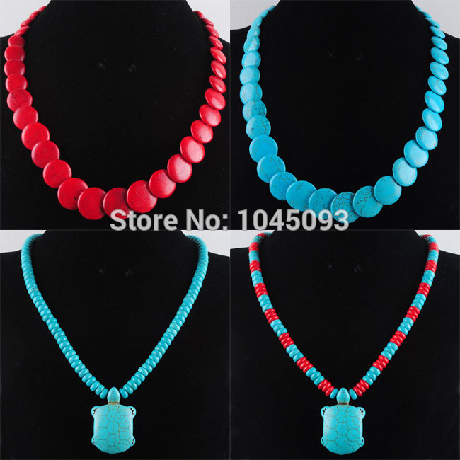 

YOWOST Free Shipping Turquoises Gem Stones Beads Necklace Strand 18 inches Fashion Women Jewelry QBF312