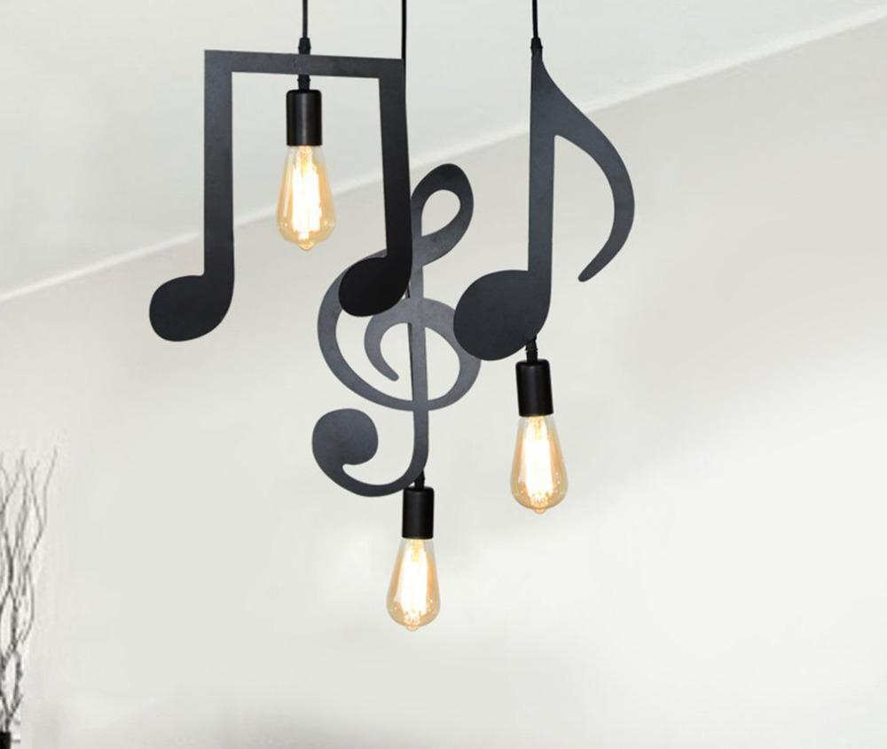 

Modern Iron Music Character Notes E27 Creative Pendant Lamp Light for Bar bedroom Dining Room Pendant Lighting